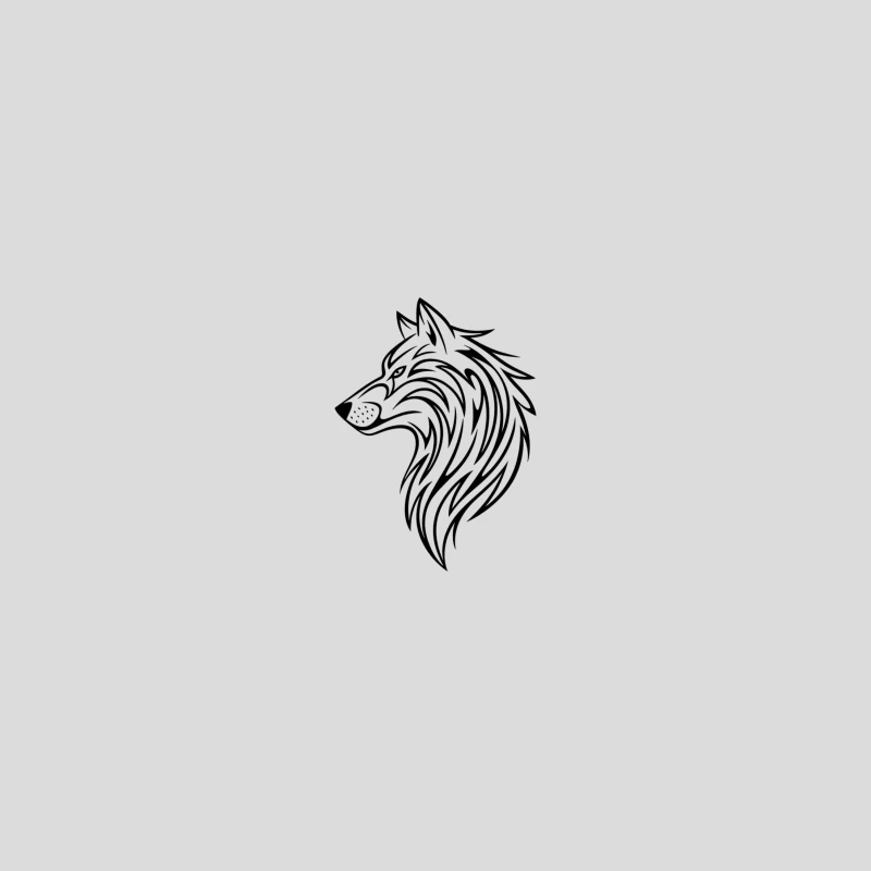 Stylized Tribal Wolf Head Illustration in Black and White Baseball Cap