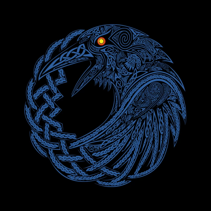 Intricate Celtic Knotwork Raven Illustration Pin