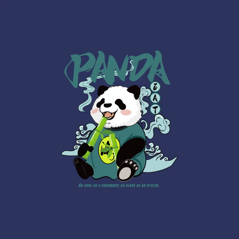 Lustiger Panda mit Bambus Herren T-Shirt