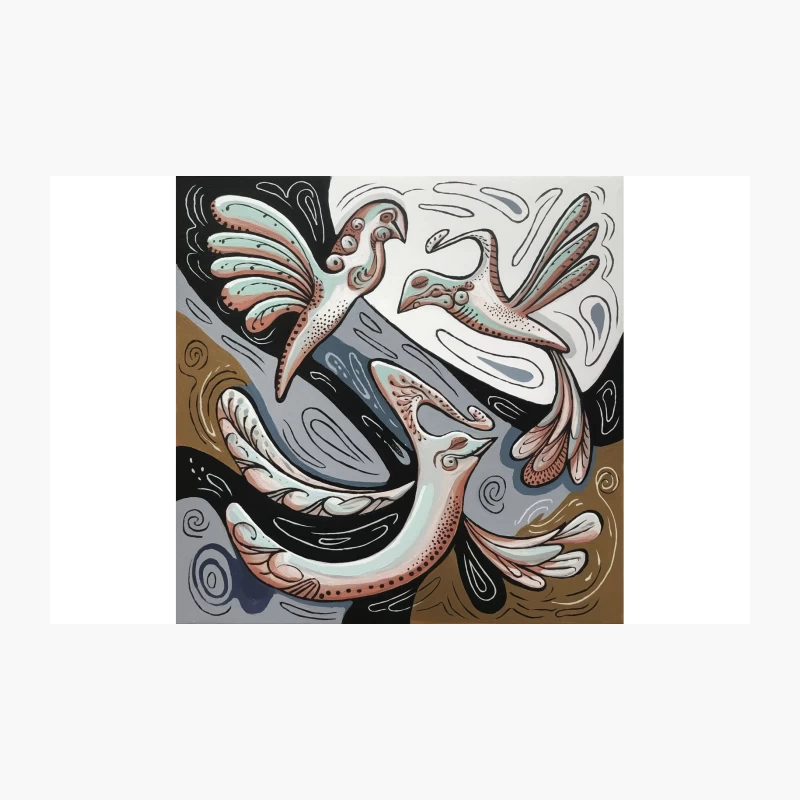 Swirling Abstract Bird: A Pastel-Hued Modern Artwork Travel Mug