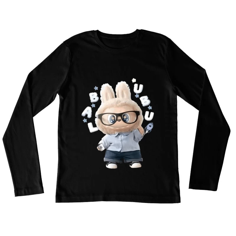 Kuscheliger Hase mit Brille und Mikrofon Damen Langarm T-Shirt