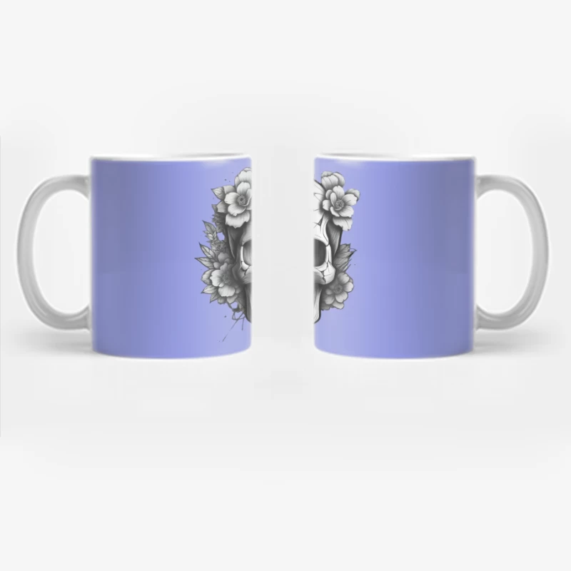 Cracked Skull with Flowers Coffee Mug