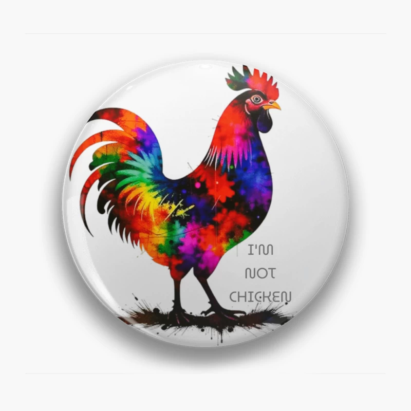 Rainbow Watercolor Rooster with Text Pin