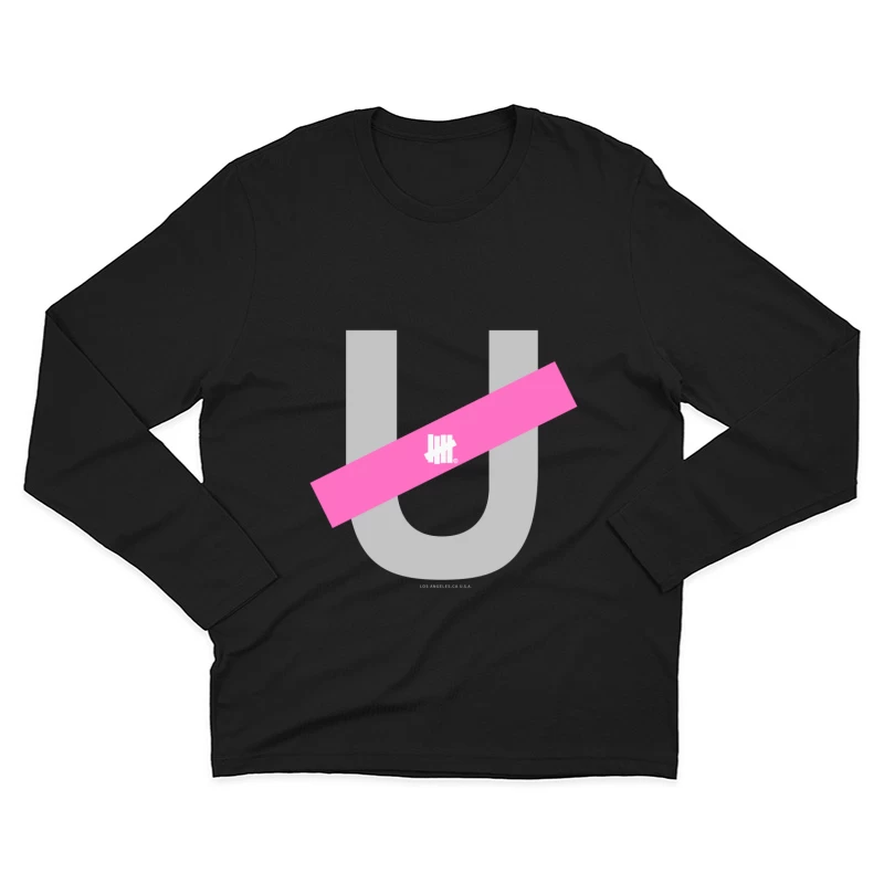 Undefeated Logo mit Pinkem Balken Herren Langarm T-Shirt