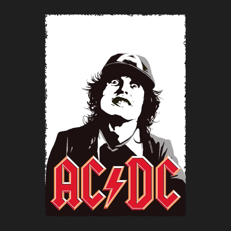 Black and White Artistic Portrait with AC/DC Rock Band Logo Male Tank Top