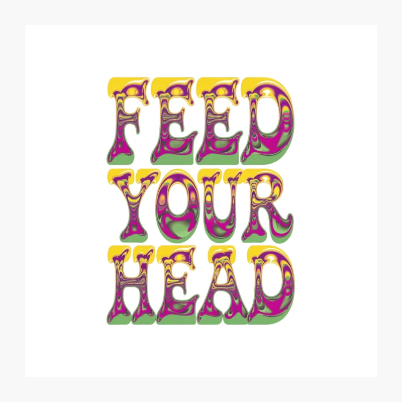 Psychedelic "Feed Your Head" Typography in 60s Style Pin