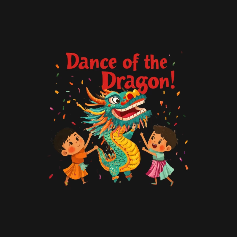Joyful Children Celebrate Chinese Dragon Dance in Colorful Festive Illustration Female Long Sleeve T-Shirt
