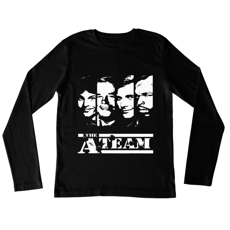 Minimalist Line Drawing of Multiple Faces Female Long Sleeve T-Shirt