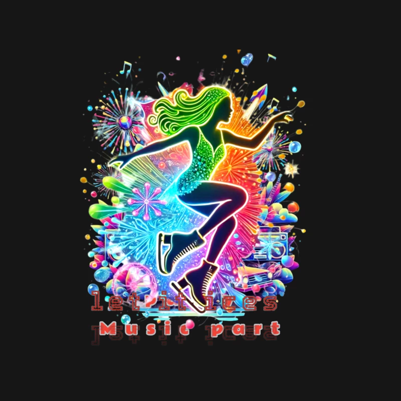 Neon ice skater girl Silhouette with Retro Music Vibes Mouse Pad