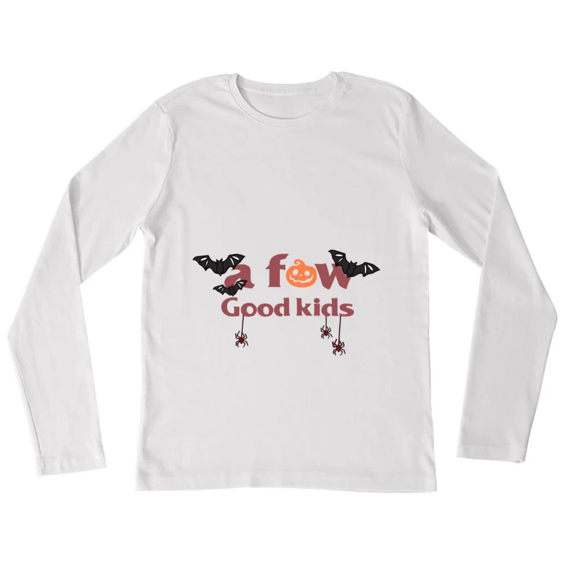Halloween-Design mit Kürbis und Fledermäusen Damen Langarm T-Shirt