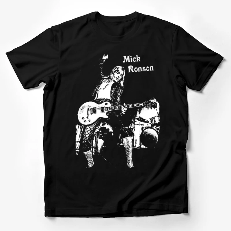 Black and White Sketch of Rock Musician with Electric Guitar Male T-Shirt