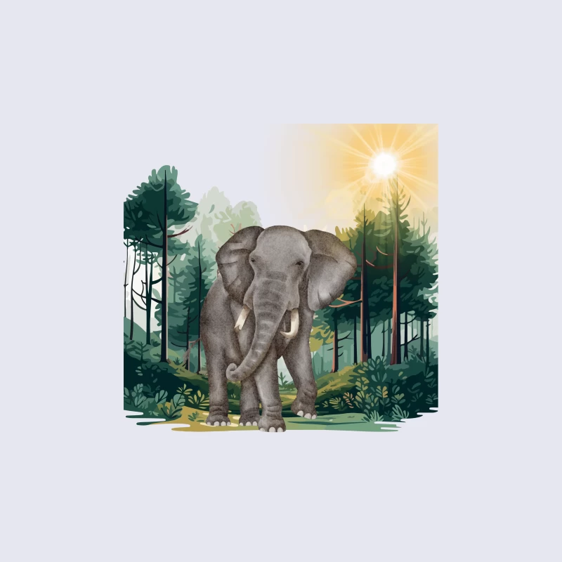 Majestic Elephant Walking in Tropical Forest Travel Mug