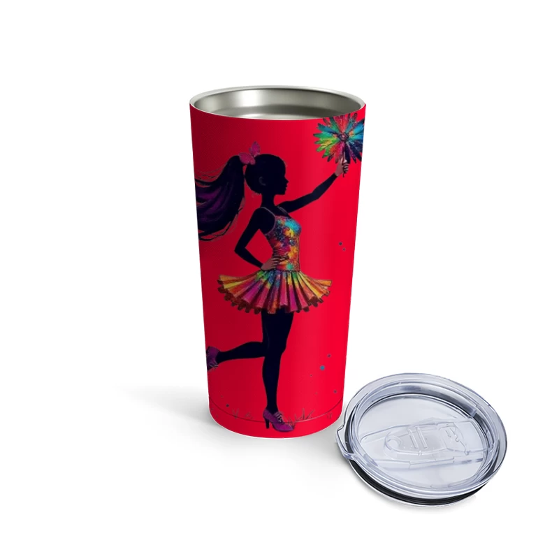 Colorful Cheerleader Silhouette Travel Mug