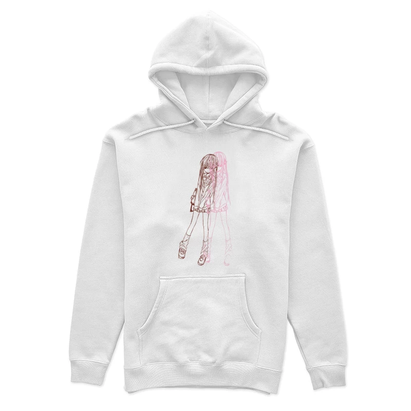Skizze eines Mädchens in Neonfarben Damen Pullover Hoodie