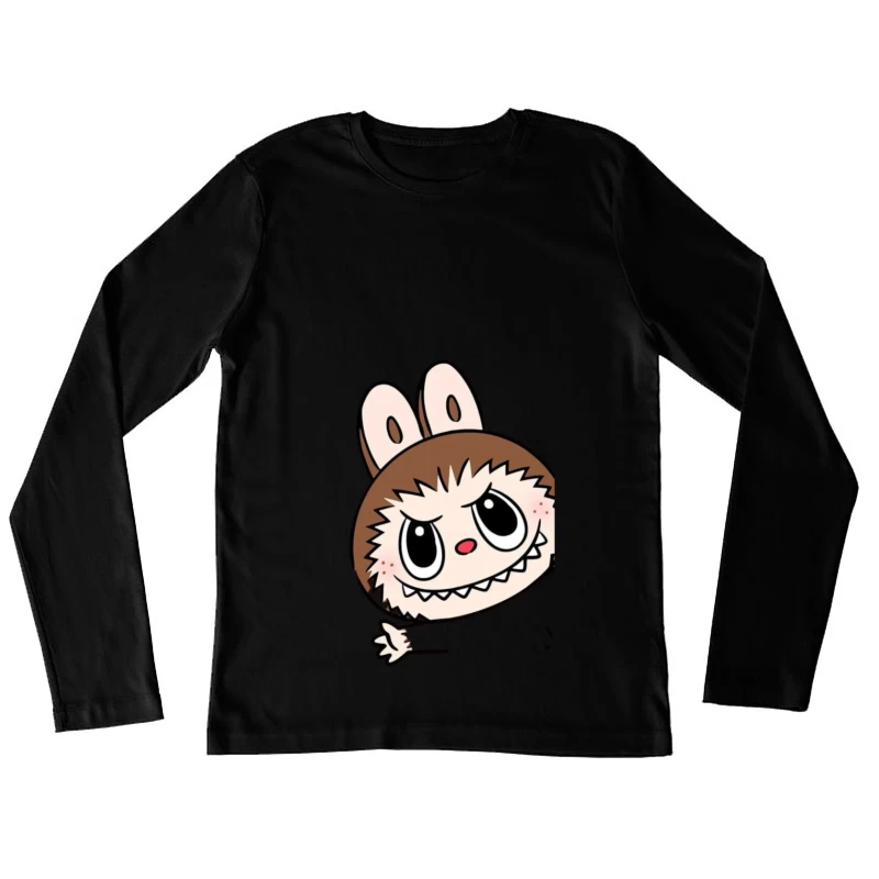 Niedliche Cartoon-Kreatur mit Hasenohren Damen Langarm T-Shirt