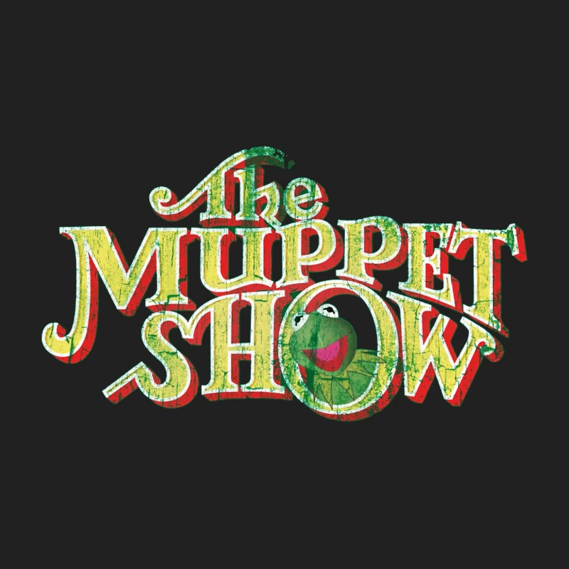 Vintage Logo Design of The Muppet Show with Green Frog Character Bucket Hat