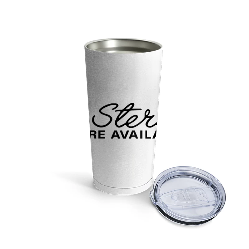 Retro "In Stereo Where Available" Typography Logo Travel Mug