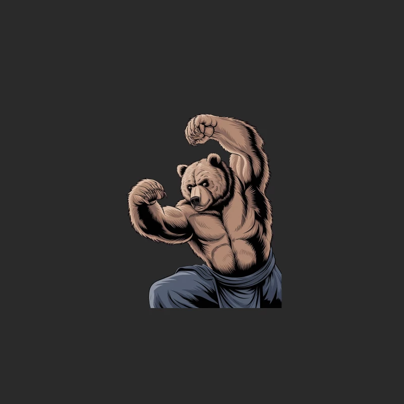 Muscular Anthropomorphic Bear Martial Artist Baseball Cap