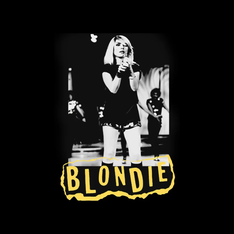 Iconic Blondie Concert Performance in Black and White, 1970s Throw Pillow