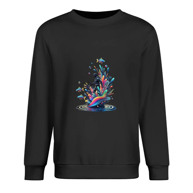 Surreal Fisherman in Vibrant Underwater Fantasy Male Pullover Sweatshirt