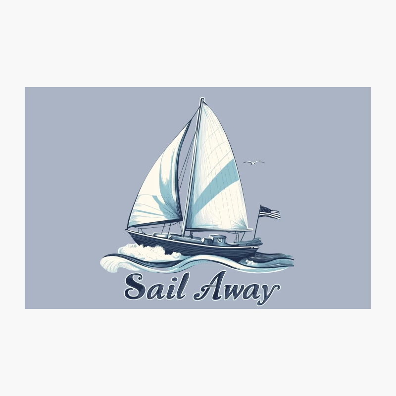 Vintage Sailboat Illustration with "Sail Away" Text Travel Mug