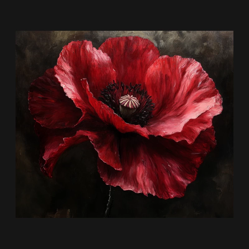 Vibrant Red Poppy Flower Macro Painting Mouse Pad