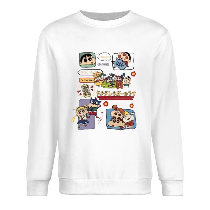 Lustige Anime-Charaktere und bunte Designs Herren Pullover Sweatshirt