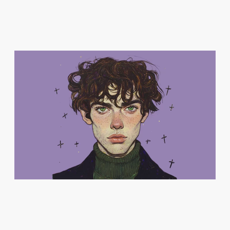 Artistic Portrait with Green Eyes and Turtleneck Travel Mug