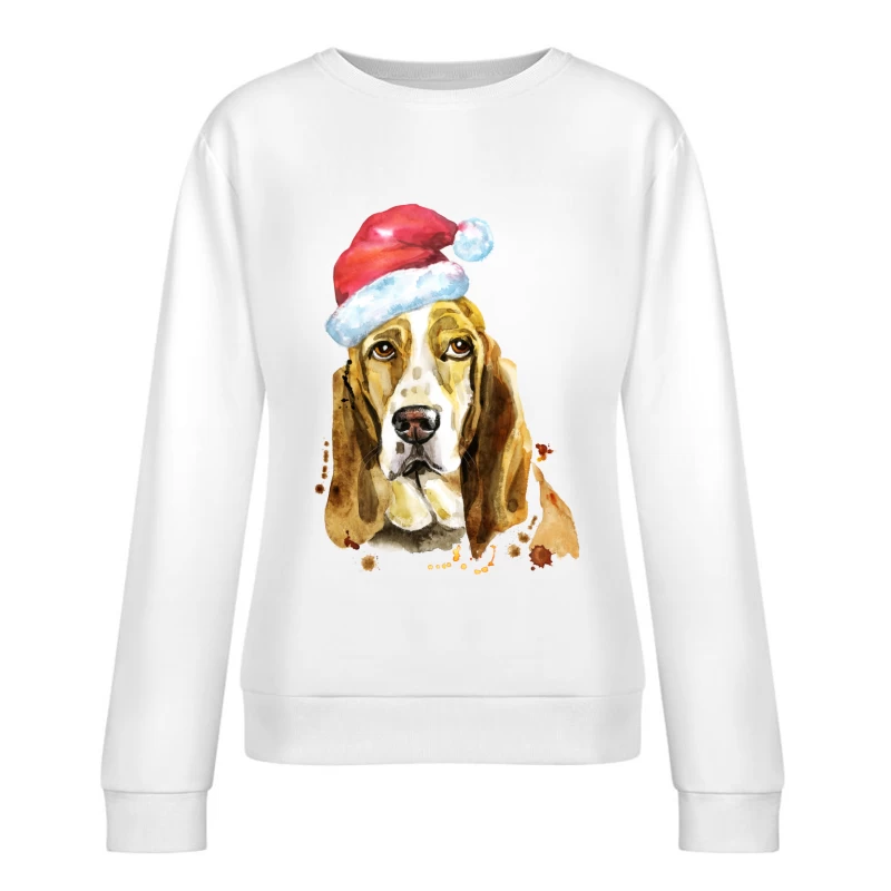 Basset Hound avec Chapeau de Noël Femme Sweat-shirt à enfiler