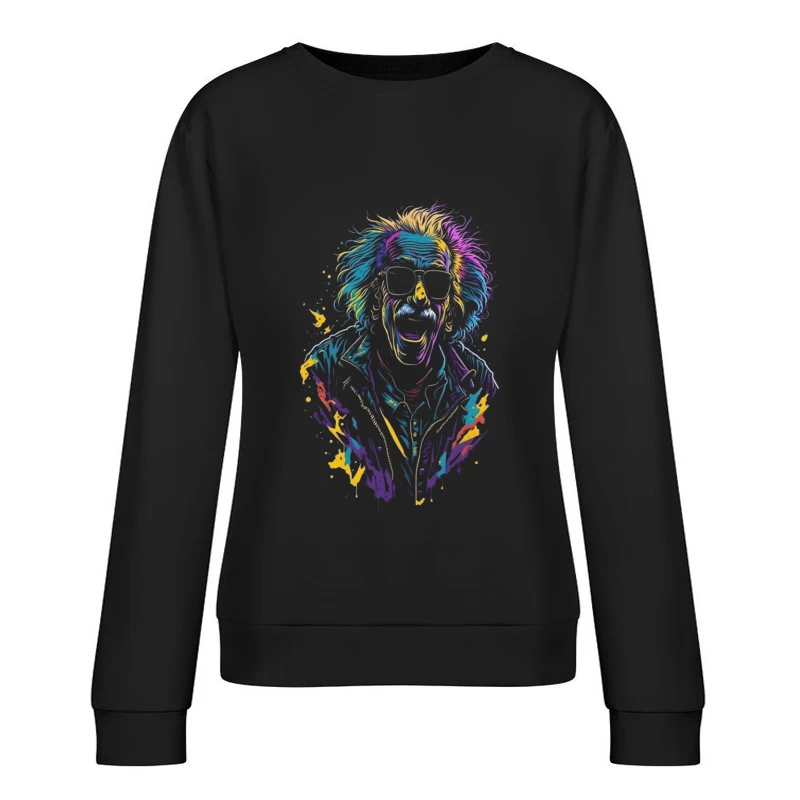 Colorful Retro Cartoon Illustration Female Pullover Sweatshirt