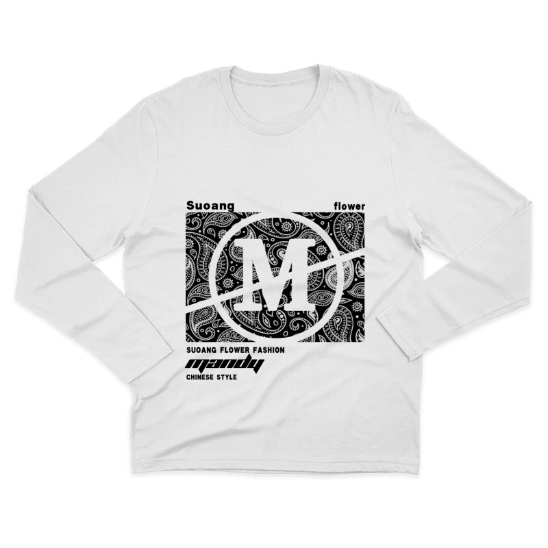 Paisley Muster mit Buchstaben Herren Langarm T-Shirt