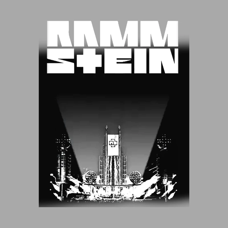 Rammstein Industrial Metal Concert Stage Design in Black and White Male Pullover Hoodie