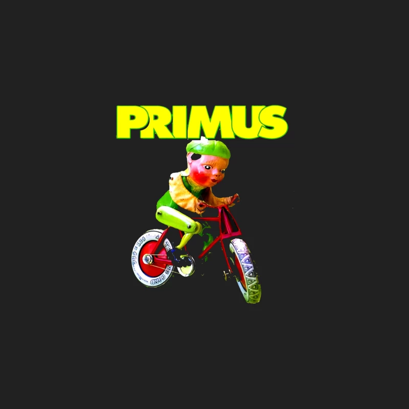 Primus Band Logo with Surreal Vintage Toy Bicycle Art Bucket Hat