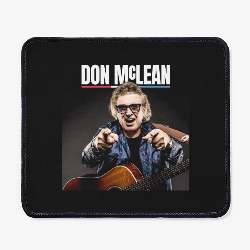 Energetic Musician Performing with Acoustic Guitar in Blue Jacket Mouse Pad