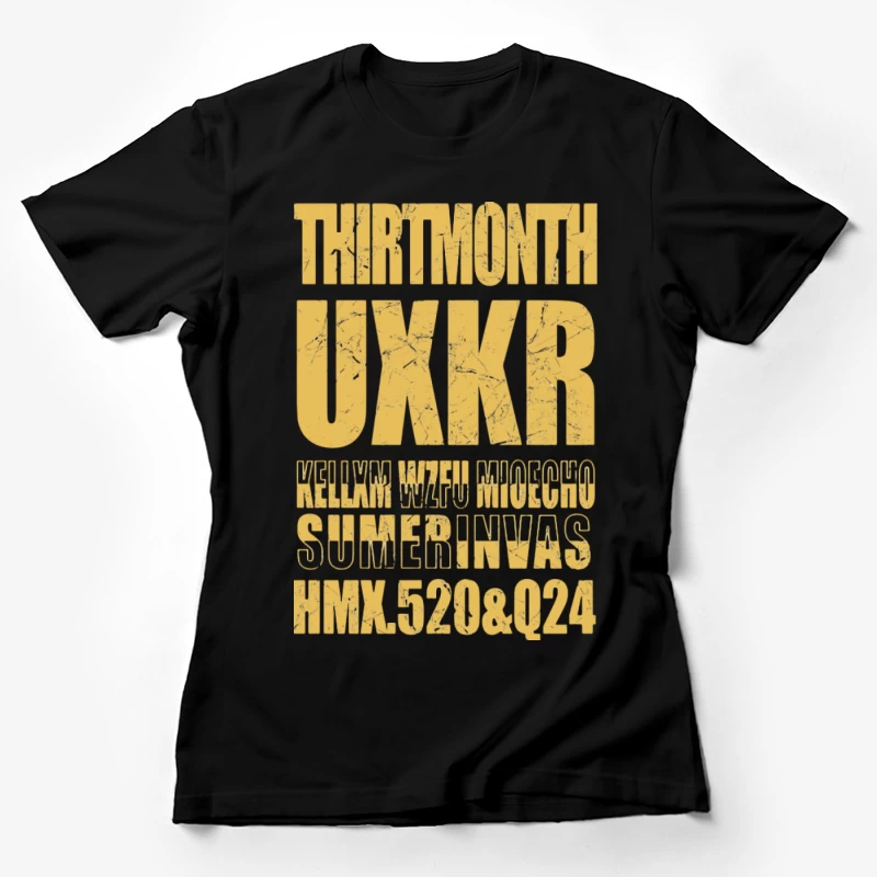Rätselhafte Typografie auf zerkratztem Hintergrund Damen T-Shirt
