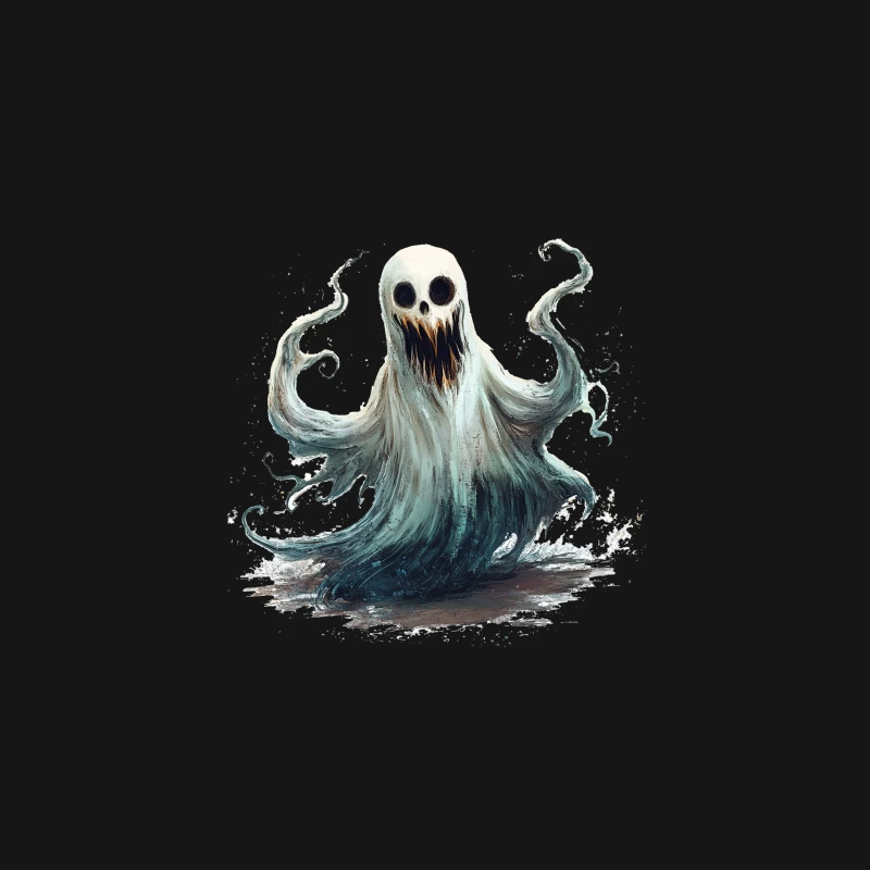 Ethereal Ghost Monster with Haunting Expression Desk Mat