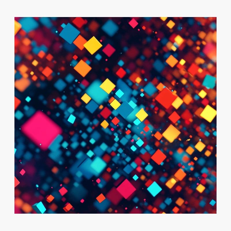 Vibrant Geometric Pixel Abstract in 3D Throw Pillow