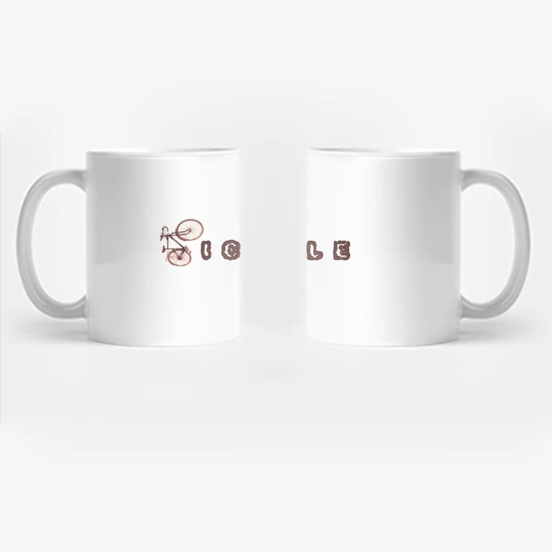 Vintage Brown Bicycle Text Logo Design Coffee Mug