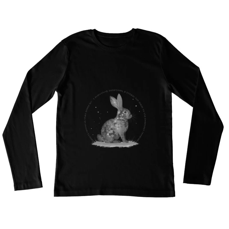 Geometric Rabbit with Circular Inspirational Message Female Long Sleeve T-Shirt