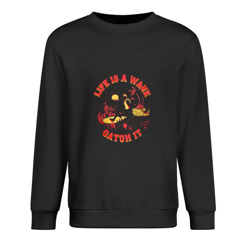 Surfen, Leben, Sonnenuntergang Herren Pullover Sweatshirt