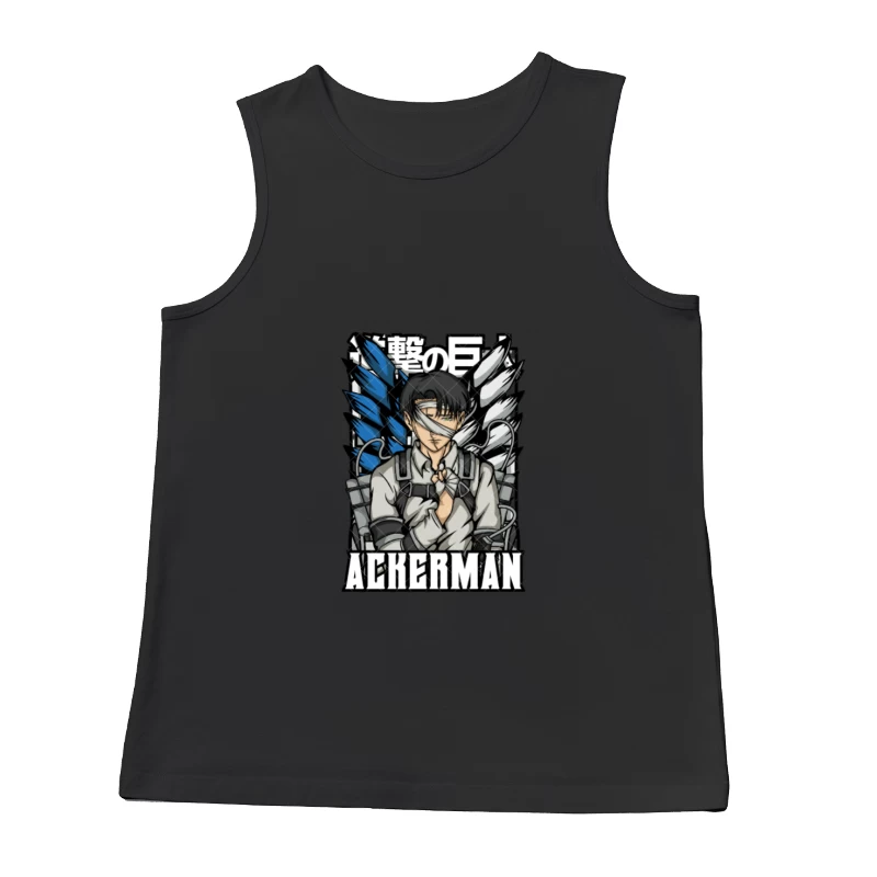 Anime Charakter mit Flügel, Blau und Grau Design Herren Tanktops