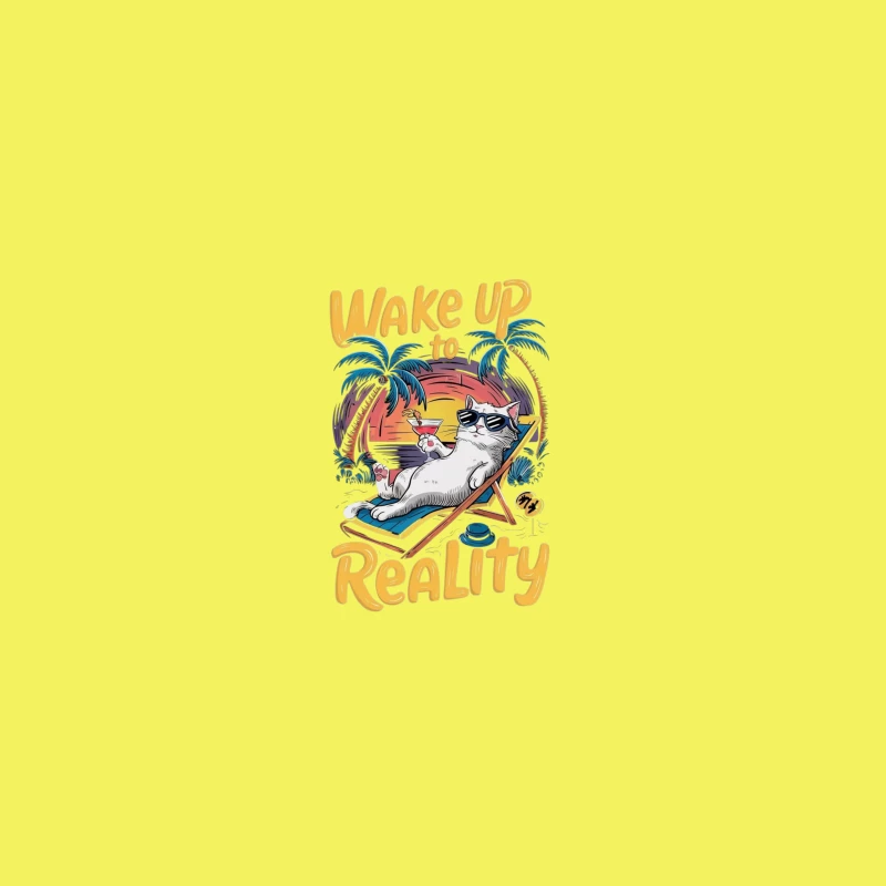 Chill Cat on Vacation: Wake Up to Reality Coffee Mug