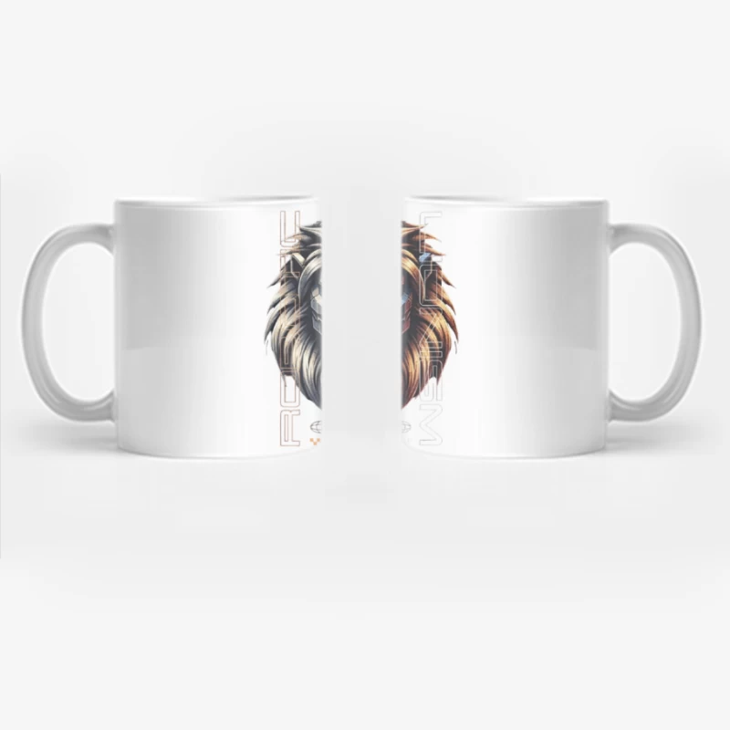 Cyberpunk Lion with Mechanical Face Coffee Mug