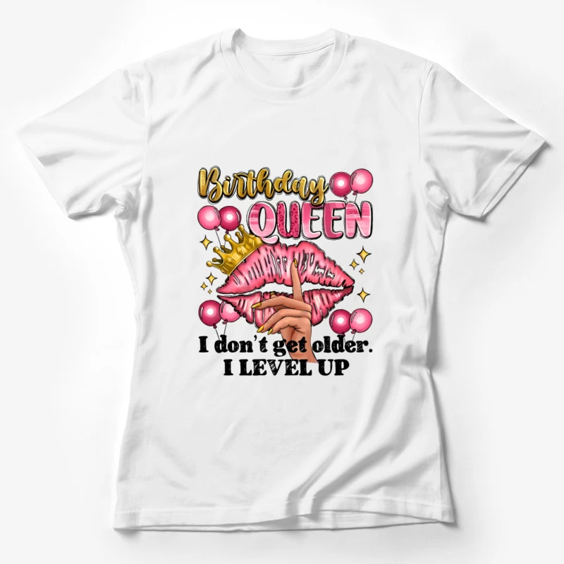 Reine d'anniversaire avec couronne et ballons Femme T-Shirt