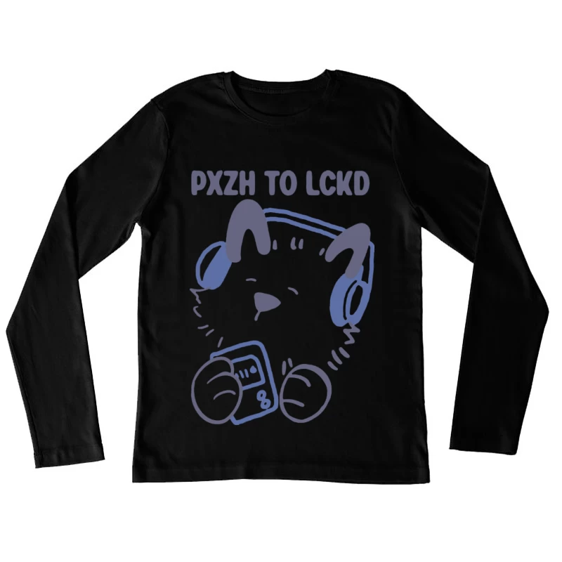 Niedliches Tier mit Kopfhörern Damen Langarm T-Shirt