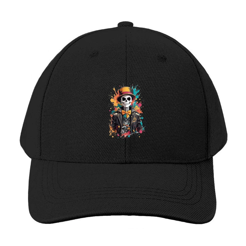 Colorful Skeleton in a Top Hat Baseball Cap