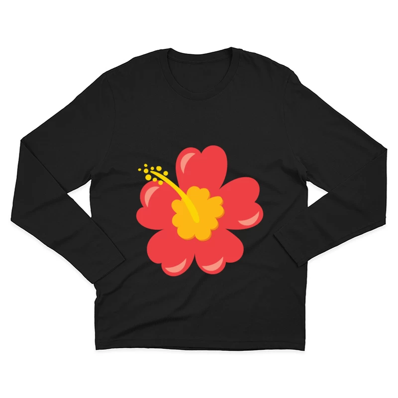 Illustration de fleur d'hibiscus rouge Homme Manches Longues T-Shirt