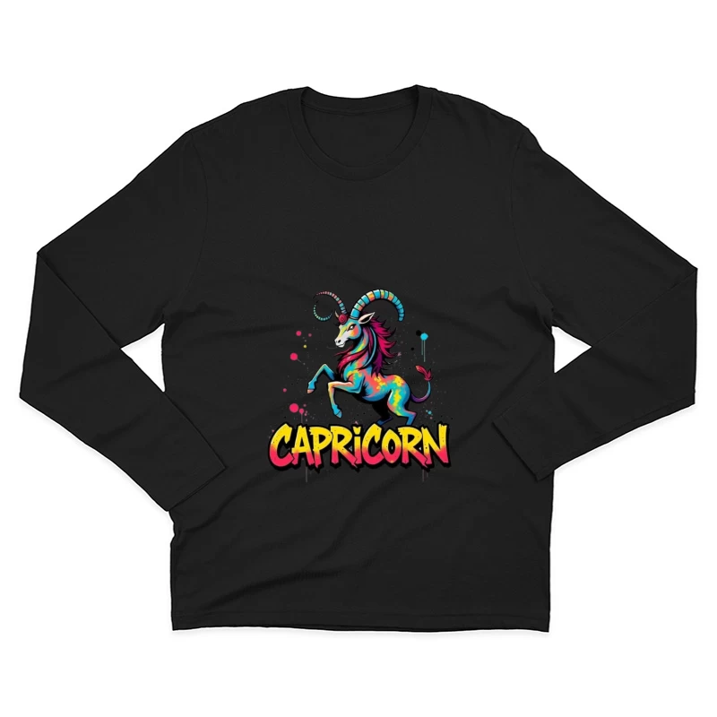 Vibrant Capricorn Zodiac Art Male Long Sleeve T-Shirt