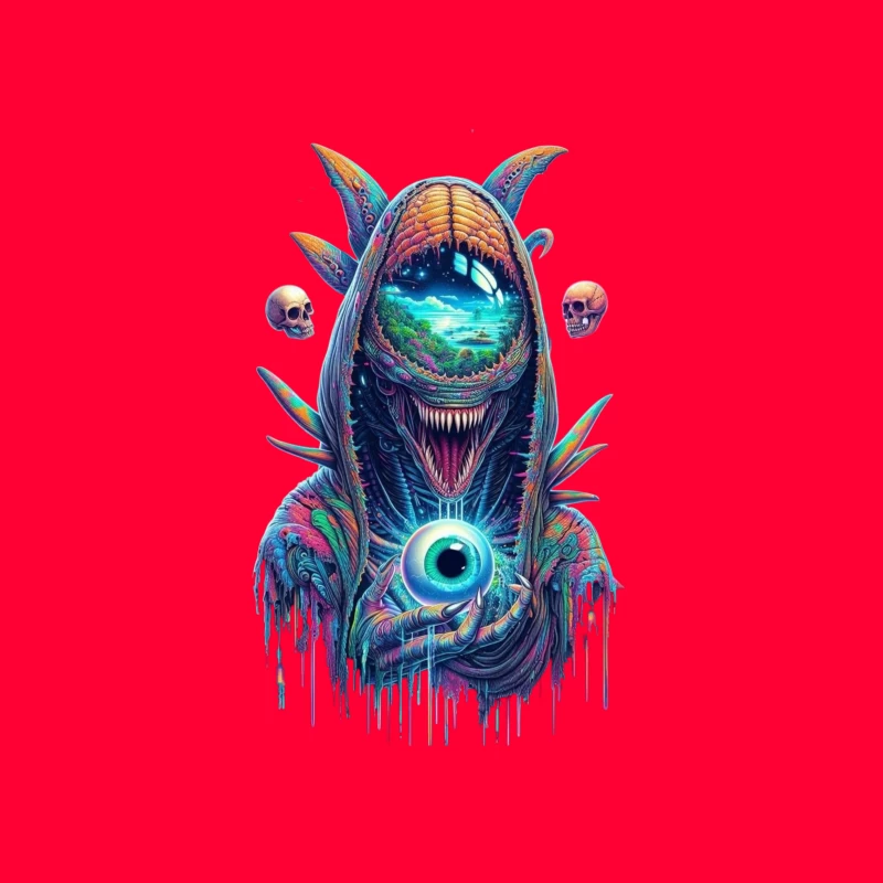 Surreal Cosmic Monster in Vibrant Colors iPhone Case
