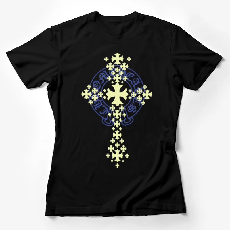 Kreatives Kreuzdesign mit Text Damen T-Shirt